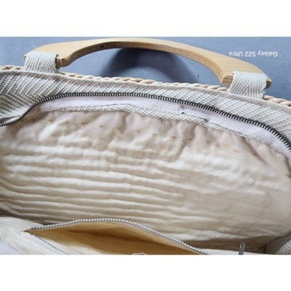 Vintage Made in Italy Straw Bag Wood Handle Quiet Luxury Garfinckel's Boho zzz - Picture 5 of 11